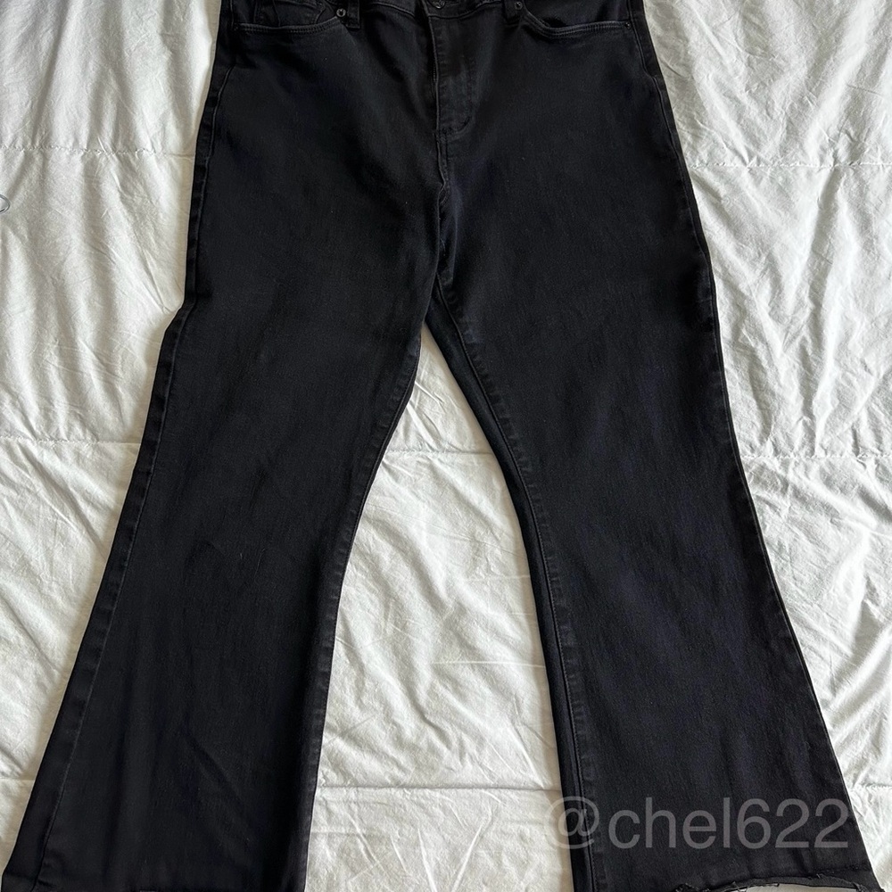 STS Blue Black Cropped Flare Leg Jeans